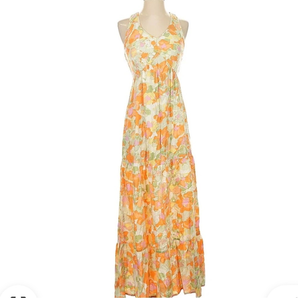 Japna Maxi Dress NWT PASTEL Floral M vacation beach resort summer picnic